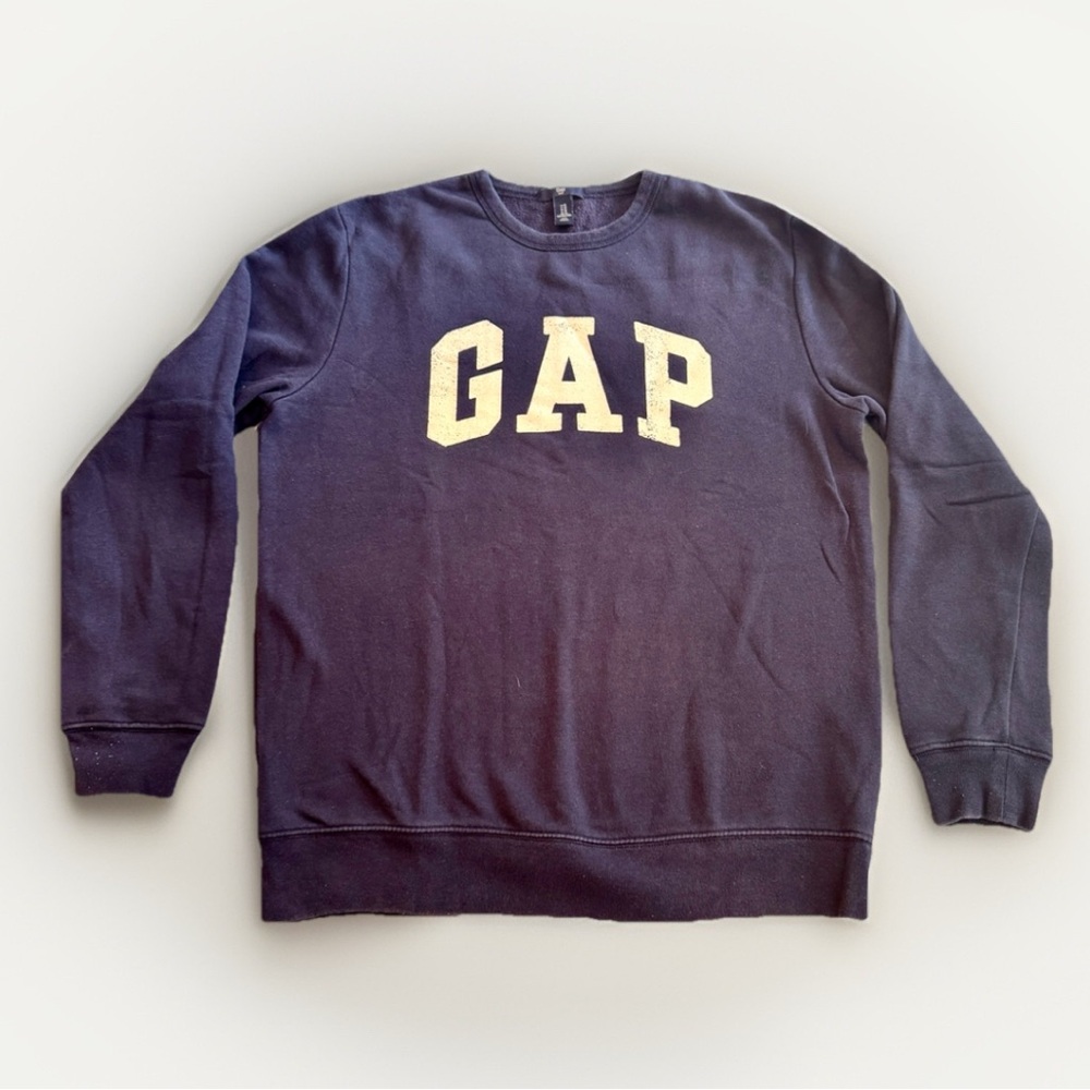 GAP Men's Navy Logo Crewneck Sweatshirt Small Fleece Pullover Classic